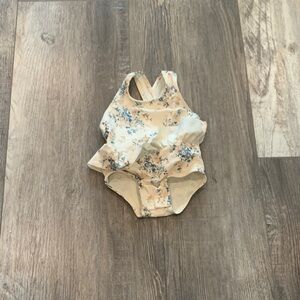 Little Planet Floral Cream and Blue Kids One Piece